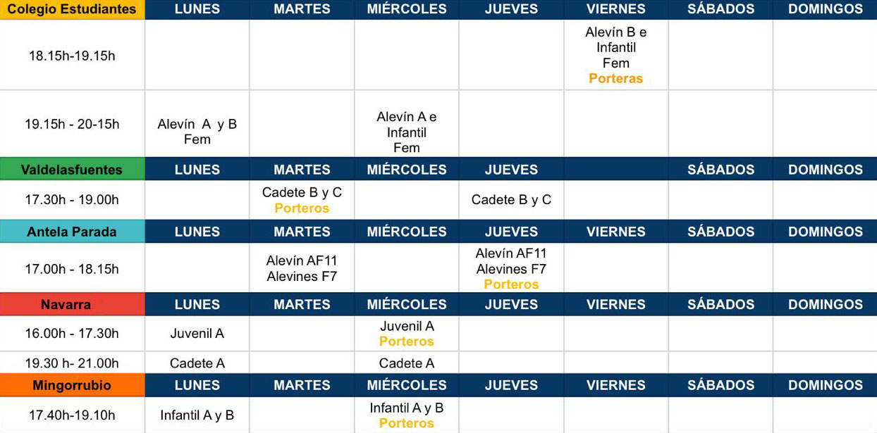 Horarios Castellana Nueva Cf